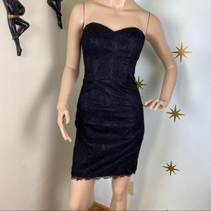 Guess Black Lace Strapless Mini Dress